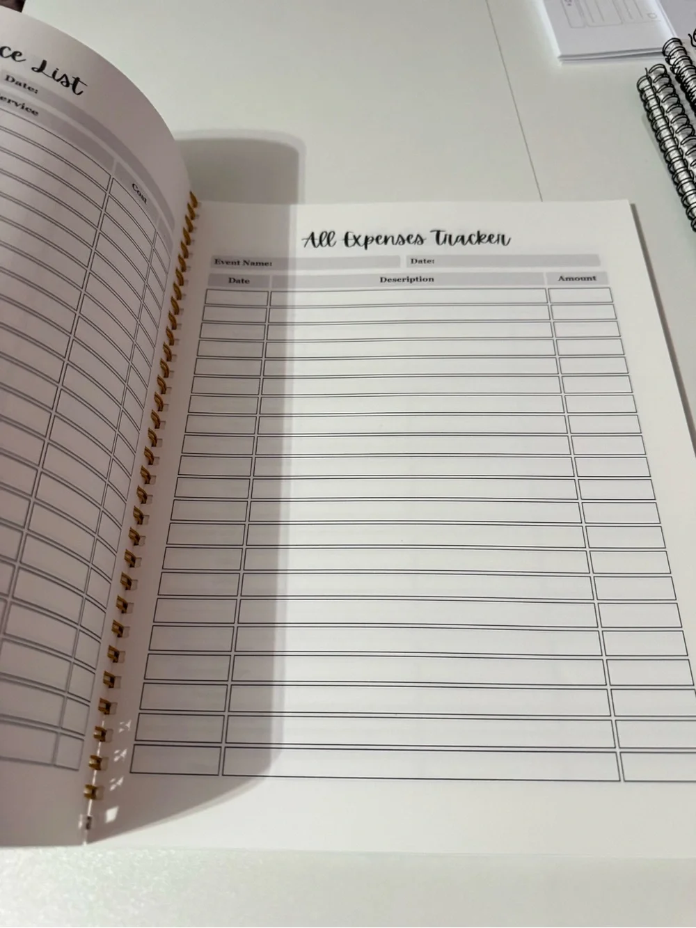 Event Planner Spiral Notebook - Blush Pink & Gold